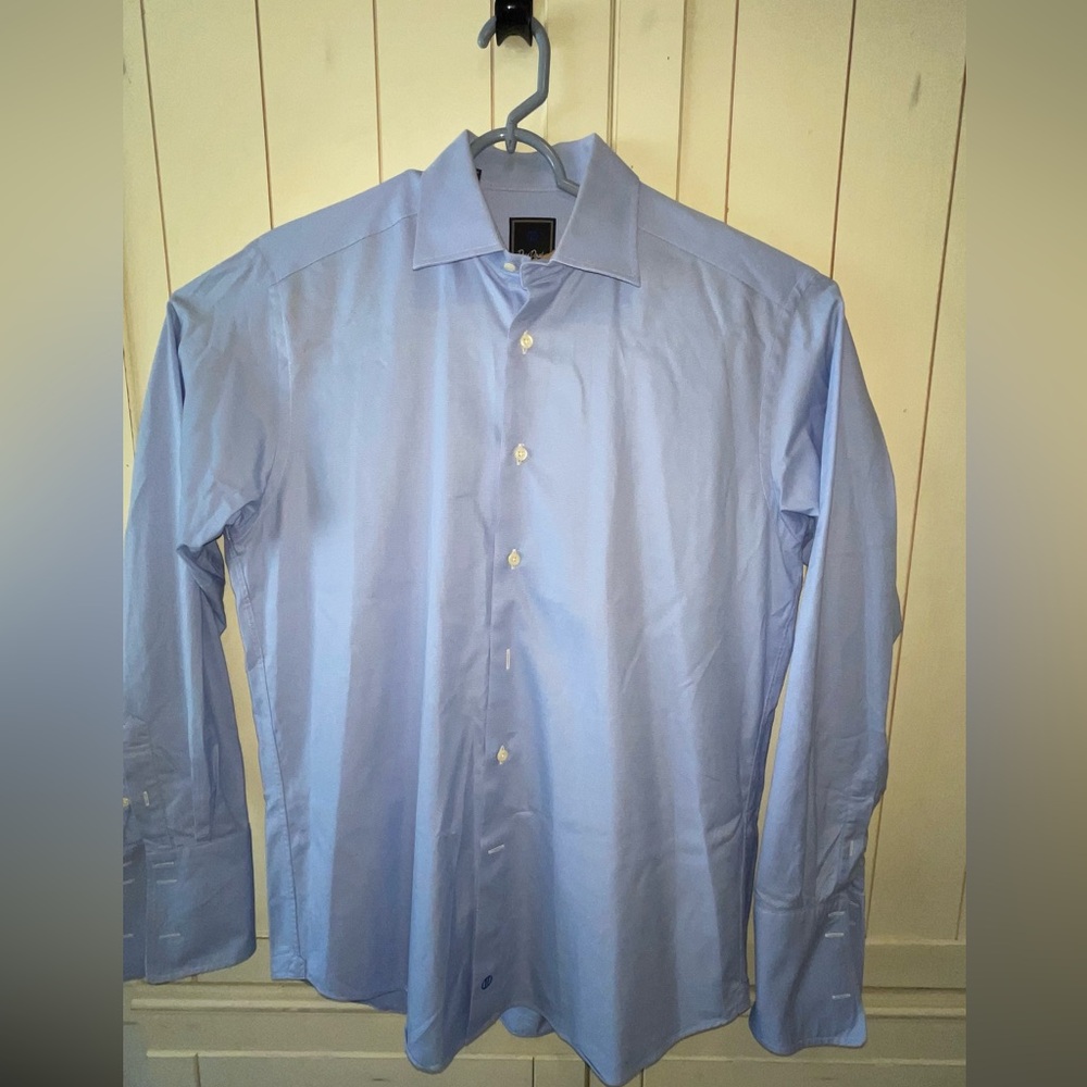 David Donahue Dress Shirt Mens 16 34/35 Regular Blue Cotton